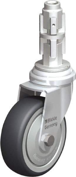 Blickle - 3" Diam x 63/64" Wide x 4" OAH Metal Expander Mount Swivel Caster - Rubber Elastomer (TPE), 165 Lb Capacity, Ball Bearing, Metal Expander Stem - Exact Industrial Supply