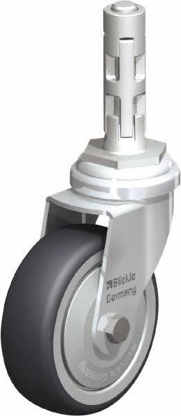 Blickle - 3" Diam x 63/64" Wide x 4" OAH Metal Expander Mount Swivel Caster - Rubber Elastomer (TPE), 165 Lb Capacity, Ball Bearing, Metal Expander Stem - Exact Industrial Supply