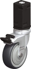 Blickle - 3" Diam x 63/64" Wide x 4" OAH Stem Mount Swivel Caster with Brake - Rubber Elastomer (TPE), 165 Lb Capacity, Ball Bearing, Square Stem - Exact Industrial Supply