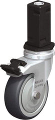 Blickle - 3" Diam x 63/64" Wide x 4" OAH Stem Mount Swivel Caster with Brake - Rubber Elastomer (TPE), 165 Lb Capacity, Ball Bearing, Square Stem - Exact Industrial Supply