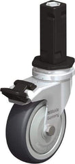 Blickle - 3" Diam x 63/64" Wide x 4" OAH Stem Mount Swivel Caster with Brake - Rubber Elastomer (TPE), 165 Lb Capacity, Ball Bearing, Square Stem - Exact Industrial Supply