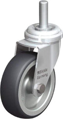Blickle - 3" Diam x 63/64" Wide x 3-27/32" OAH Stem Mount Swivel Caster - Rubber Elastomer (TPE), 165 Lb Capacity, Plain Bore Bearing, 3/8 x 1-13/16" Threaded Stem - Exact Industrial Supply