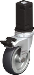 Blickle - 3" Diam x 63/64" Wide x 4" OAH Stem Mount Swivel Caster with Brake - Rubber Elastomer (TPE), 165 Lb Capacity, Plain Bore Bearing, Square Stem - Exact Industrial Supply
