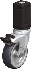 Blickle - 3" Diam x 63/64" Wide x 4" OAH Stem Mount Swivel Caster with Brake - Rubber Elastomer (TPE), 165 Lb Capacity, Plain Bore Bearing, Square Stem - Exact Industrial Supply