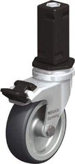 Blickle - 3" Diam x 63/64" Wide x 4" OAH Stem Mount Swivel Caster with Brake - Rubber Elastomer (TPE), 165 Lb Capacity, Plain Bore Bearing, Square Stem - Exact Industrial Supply