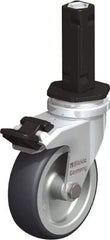 Blickle - 3" Diam x 63/64" Wide x 4" OAH Stem Mount Swivel Caster with Brake - Rubber Elastomer (TPE), 165 Lb Capacity, Plain Bore Bearing, Square Stem - Exact Industrial Supply