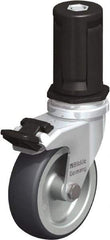 Blickle - 3" Diam x 63/64" Wide x 4" OAH Stem Mount Swivel Caster with Brake - Rubber Elastomer (TPE), 165 Lb Capacity, Plain Bore Bearing, Round Stem - Exact Industrial Supply