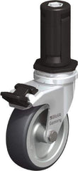 Blickle - 3" Diam x 63/64" Wide x 4" OAH Stem Mount Swivel Caster with Brake - Rubber Elastomer (TPE), 165 Lb Capacity, Plain Bore Bearing, Round Stem - Exact Industrial Supply