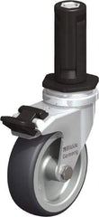 Blickle - 3" Diam x 63/64" Wide x 4" OAH Stem Mount Swivel Caster with Brake - Rubber Elastomer (TPE), 165 Lb Capacity, Plain Bore Bearing, Round Stem - Exact Industrial Supply