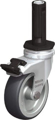 Blickle - 3" Diam x 63/64" Wide x 4" OAH Stem Mount Swivel Caster with Brake - Rubber Elastomer (TPE), 165 Lb Capacity, Plain Bore Bearing, Round Stem - Exact Industrial Supply