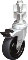 Blickle - 3" Diam x 63/64" Wide x 4" OAH Metal Expander Mount Swivel Caster with Brake - Rubber Elastomer (TPE), 110 Lb Capacity, Plain Bore Bearing, Metal Expander Stem - Exact Industrial Supply