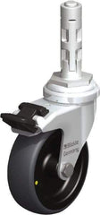 Blickle - 3" Diam x 63/64" Wide x 4" OAH Metal Expander Mount Swivel Caster with Brake - Rubber Elastomer (TPE), 110 Lb Capacity, Plain Bore Bearing, Metal Expander Stem - Exact Industrial Supply