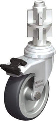 Blickle - 3" Diam x 63/64" Wide x 4" OAH Metal Expander Mount Swivel Caster with Brake - Rubber Elastomer (TPE), 165 Lb Capacity, Plain Bore Bearing, Metal Expander Stem - Exact Industrial Supply