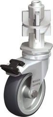 Blickle - 3" Diam x 63/64" Wide x 4" OAH Metal Expander Mount Swivel Caster with Brake - Rubber Elastomer (TPE), 165 Lb Capacity, Plain Bore Bearing, Metal Expander Stem - Exact Industrial Supply