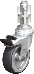 Blickle - 3" Diam x 63/64" Wide x 4" OAH Metal Expander Mount Swivel Caster with Brake - Rubber Elastomer (TPE), 165 Lb Capacity, Plain Bore Bearing, Metal Expander Stem - Exact Industrial Supply