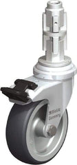 Blickle - 3" Diam x 63/64" Wide x 4" OAH Metal Expander Mount Swivel Caster with Brake - Rubber Elastomer (TPE), 165 Lb Capacity, Plain Bore Bearing, Metal Expander Stem - Exact Industrial Supply