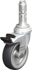 Blickle - 3" Diam x 63/64" Wide x 4" OAH Metal Expander Mount Swivel Caster with Brake - Rubber Elastomer (TPE), 165 Lb Capacity, Plain Bore Bearing, Metal Expander Stem - Exact Industrial Supply