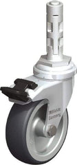 Blickle - 3" Diam x 63/64" Wide x 4" OAH Metal Expander Mount Swivel Caster with Brake - Rubber Elastomer (TPE), 165 Lb Capacity, Plain Bore Bearing, Metal Expander Stem - Exact Industrial Supply