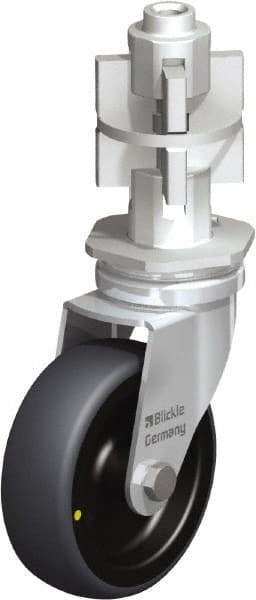 Blickle - 3" Diam x 63/64" Wide x 4" OAH Metal Expander Mount Swivel Caster - Rubber Elastomer (TPE), 110 Lb Capacity, Plain Bore Bearing, Metal Expander Stem - Exact Industrial Supply
