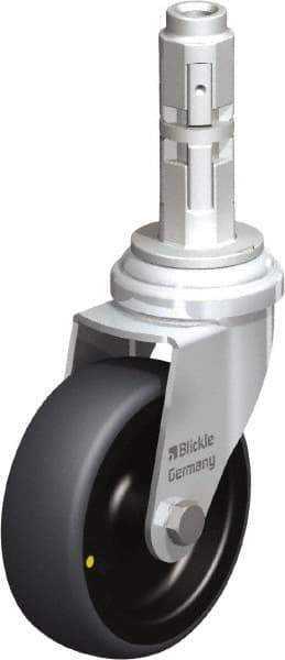 Blickle - 3" Diam x 63/64" Wide x 4" OAH Metal Expander Mount Swivel Caster - Rubber Elastomer (TPE), 110 Lb Capacity, Plain Bore Bearing, Metal Expander Stem - Exact Industrial Supply