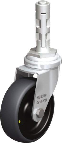 Blickle - 3" Diam x 63/64" Wide x 4" OAH Metal Expander Mount Swivel Caster - Rubber Elastomer (TPE), 110 Lb Capacity, Plain Bore Bearing, Metal Expander Stem - Exact Industrial Supply