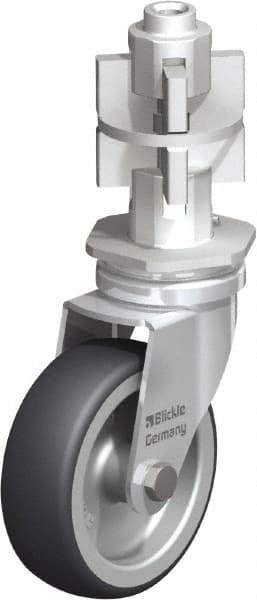 Blickle - 3" Diam x 63/64" Wide x 4" OAH Metal Expander Mount Swivel Caster - Rubber Elastomer (TPE), 165 Lb Capacity, Plain Bore Bearing, Metal Expander Stem - Exact Industrial Supply