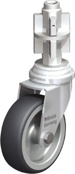 Blickle - 3" Diam x 63/64" Wide x 4" OAH Metal Expander Mount Swivel Caster - Rubber Elastomer (TPE), 165 Lb Capacity, Plain Bore Bearing, Metal Expander Stem - Exact Industrial Supply