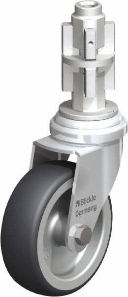 Blickle - 3" Diam x 63/64" Wide x 4" OAH Metal Expander Mount Swivel Caster - Rubber Elastomer (TPE), 165 Lb Capacity, Plain Bore Bearing, Metal Expander Stem - Exact Industrial Supply