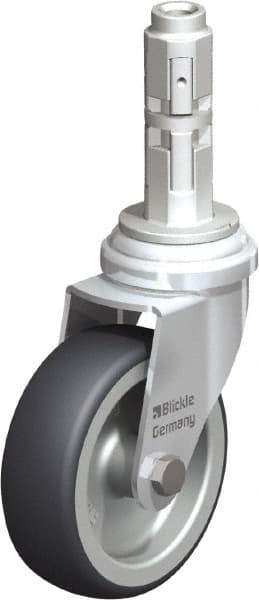 Blickle - 3" Diam x 63/64" Wide x 4" OAH Metal Expander Mount Swivel Caster - Rubber Elastomer (TPE), 165 Lb Capacity, Plain Bore Bearing, Metal Expander Stem - Exact Industrial Supply