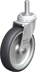 Blickle - 4" Diam x 63/64" Wide x 4-3/4" OAH Stem Mount Swivel Caster - Rubber Elastomer (TPE), 154 Lb Capacity, Plain Bore Bearing, 3/8 x 1-13/16" Threaded Stem - Exact Industrial Supply