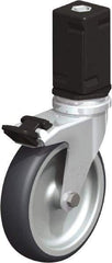 Blickle - 4" Diam x 63/64" Wide x 4-7/8" OAH Stem Mount Swivel Caster with Brake - Rubber Elastomer (TPE), 154 Lb Capacity, Plain Bore Bearing, Square Stem - Exact Industrial Supply