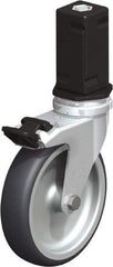 Blickle - 4" Diam x 63/64" Wide x 4-7/8" OAH Stem Mount Swivel Caster with Brake - Rubber Elastomer (TPE), 154 Lb Capacity, Plain Bore Bearing, Square Stem - Exact Industrial Supply