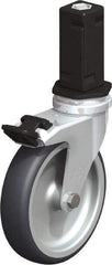 Blickle - 4" Diam x 63/64" Wide x 4-7/8" OAH Stem Mount Swivel Caster with Brake - Rubber Elastomer (TPE), 154 Lb Capacity, Plain Bore Bearing, Square Stem - Exact Industrial Supply