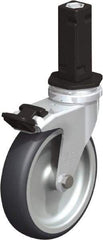 Blickle - 4" Diam x 63/64" Wide x 4-7/8" OAH Stem Mount Swivel Caster with Brake - Rubber Elastomer (TPE), 154 Lb Capacity, Plain Bore Bearing, Square Stem - Exact Industrial Supply