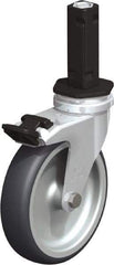 Blickle - 4" Diam x 63/64" Wide x 4-7/8" OAH Stem Mount Swivel Caster with Brake - Rubber Elastomer (TPE), 154 Lb Capacity, Plain Bore Bearing, Square Stem - Exact Industrial Supply