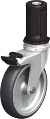 Blickle - 4" Diam x 63/64" Wide x 4-7/8" OAH Stem Mount Swivel Caster with Brake - Rubber Elastomer (TPE), 154 Lb Capacity, Plain Bore Bearing, Round Stem - Exact Industrial Supply