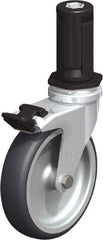Blickle - 4" Diam x 63/64" Wide x 4-7/8" OAH Stem Mount Swivel Caster with Brake - Rubber Elastomer (TPE), 154 Lb Capacity, Plain Bore Bearing, Round Stem - Exact Industrial Supply