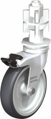 Blickle - 4" Diam x 63/64" Wide x 4-7/8" OAH Metal Expander Mount Swivel Caster with Brake - Rubber Elastomer (TPE), 154 Lb Capacity, Plain Bore Bearing, Metal Expander Stem - Exact Industrial Supply