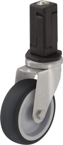 Blickle - 3" Diam x 63/64" Wide x 4" OAH Stem Mount Swivel Caster - Rubber Elastomer (TPE), 165 Lb Capacity, Plain Bore Bearing, Square Stem - Exact Industrial Supply