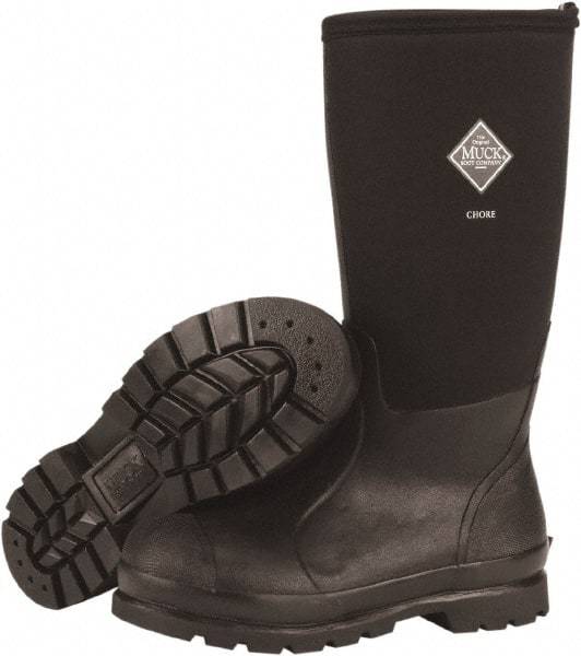 Honeywell - Men's Size 7 Wide Width Reinforced Knee Boot - Black, Neoprene Upper, Rubber Outsole, 16" High, Pull-On - Exact Industrial Supply