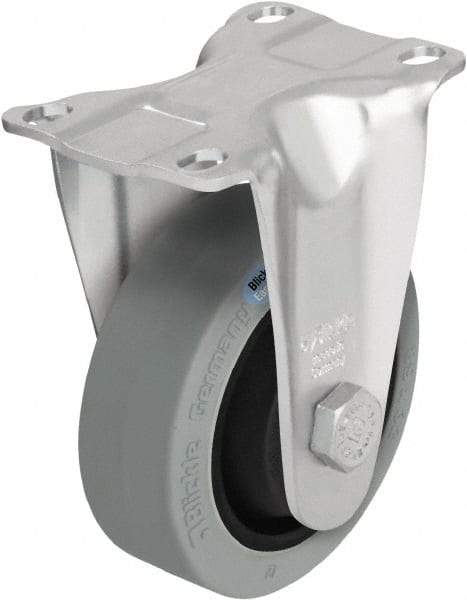 Blickle - 5" Diam x 1-3/8" Wide x 6-1/8" OAH Top Plate Mount Rigid Caster - Solid Rubber, 400 Lb Capacity, Ball Bearing, 3-5/8 x 2-1/2" Plate - Exact Industrial Supply