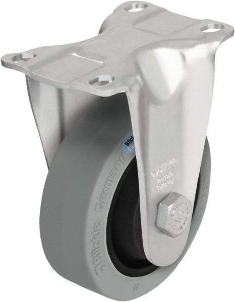 Blickle - 3-1/2" Diam x 1-1/4" Wide x 4-11/16" OAH Top Plate Mount Rigid Caster - Solid Rubber, 350 Lb Capacity, Ball Bearing, 3-5/8 x 2-1/2" Plate - Exact Industrial Supply