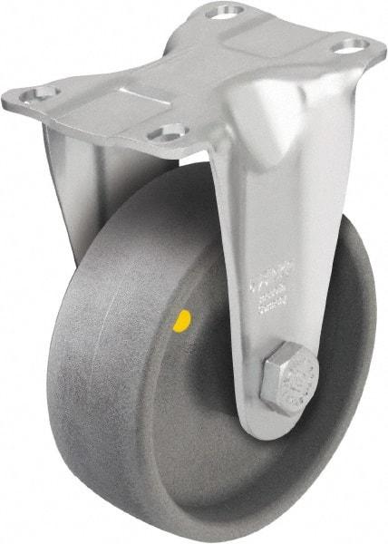 Blickle - 4" Diam x 1-7/16" Wide x 5-1/8" OAH Top Plate Mount Rigid Caster - Impact-Resistant Nylon, 400 Lb Capacity, Plain Bore Bearing, 3-5/8 x 2-1/2" Plate - Exact Industrial Supply