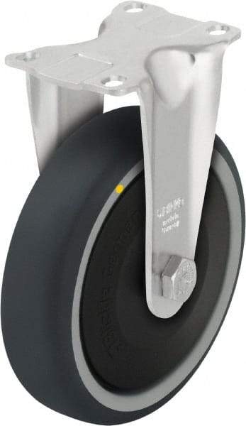 Blickle - 4" Diam x 1-1/4" Wide x 5-1/8" OAH Top Plate Mount Rigid Caster - Thermoplastic Polyurethane, 400 Lb Capacity, Ball Bearing, 3-5/8 x 2-1/2" Plate - Exact Industrial Supply