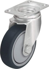 Blickle - 4" Diam x 1-1/4" Wide x 5-1/8" OAH Top Plate Mount Swivel Caster - Thermoplastic Polyurethane, 400 Lb Capacity, Ball Bearing, 3-5/8 x 2-1/2" Plate - Exact Industrial Supply