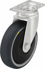 Blickle - 5" Diam x 1-1/4" Wide x 6-1/8" OAH Top Plate Mount Swivel Caster - Thermoplastic Polyurethane, 400 Lb Capacity, Ball Bearing, 3-5/8 x 2-1/2" Plate - Exact Industrial Supply