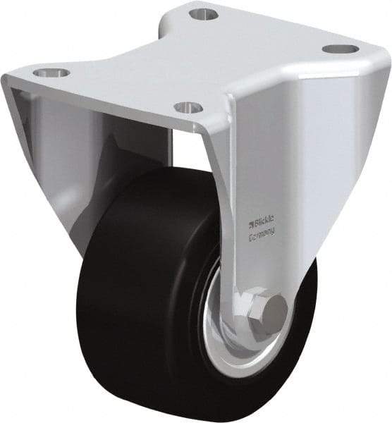Blickle - 3" Diam x 1-49/64" Wide x 4-23/32" OAH Top Plate Mount Rigid Caster - Solid Rubber, 440 Lb Capacity, Ball Bearing, 3-15/16 x 3-3/8" Plate - Exact Industrial Supply