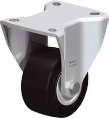 Blickle - 3" Diam x 1-49/64" Wide x 4-23/32" OAH Top Plate Mount Rigid Caster - Solid Rubber, 440 Lb Capacity, Ball Bearing, 3-15/16 x 3-3/8" Plate - Exact Industrial Supply
