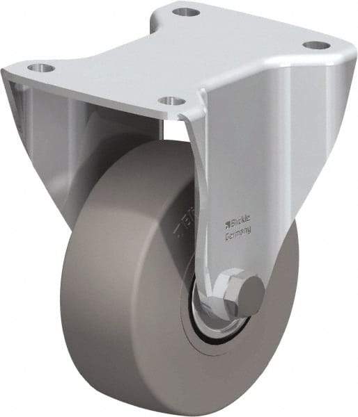 Blickle - 5" Diam x 1-31/32" Wide x 6-11/16" OAH Top Plate Mount Rigid Caster - Solid Rubber, 704 Lb Capacity, Ball Bearing, 5-1/2 x 4-3/8" Plate - Exact Industrial Supply