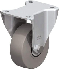 Blickle - 5" Diam x 1-31/32" Wide x 6-11/16" OAH Top Plate Mount Rigid Caster - Solid Rubber, 704 Lb Capacity, Ball Bearing, 5-1/2 x 4-3/8" Plate - Exact Industrial Supply